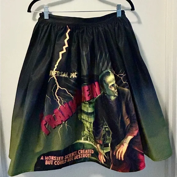 Unique Vintage x Frankenstein Skirt Universal Monsters Psychobilly Rockabilly - Picture 4 of 7
